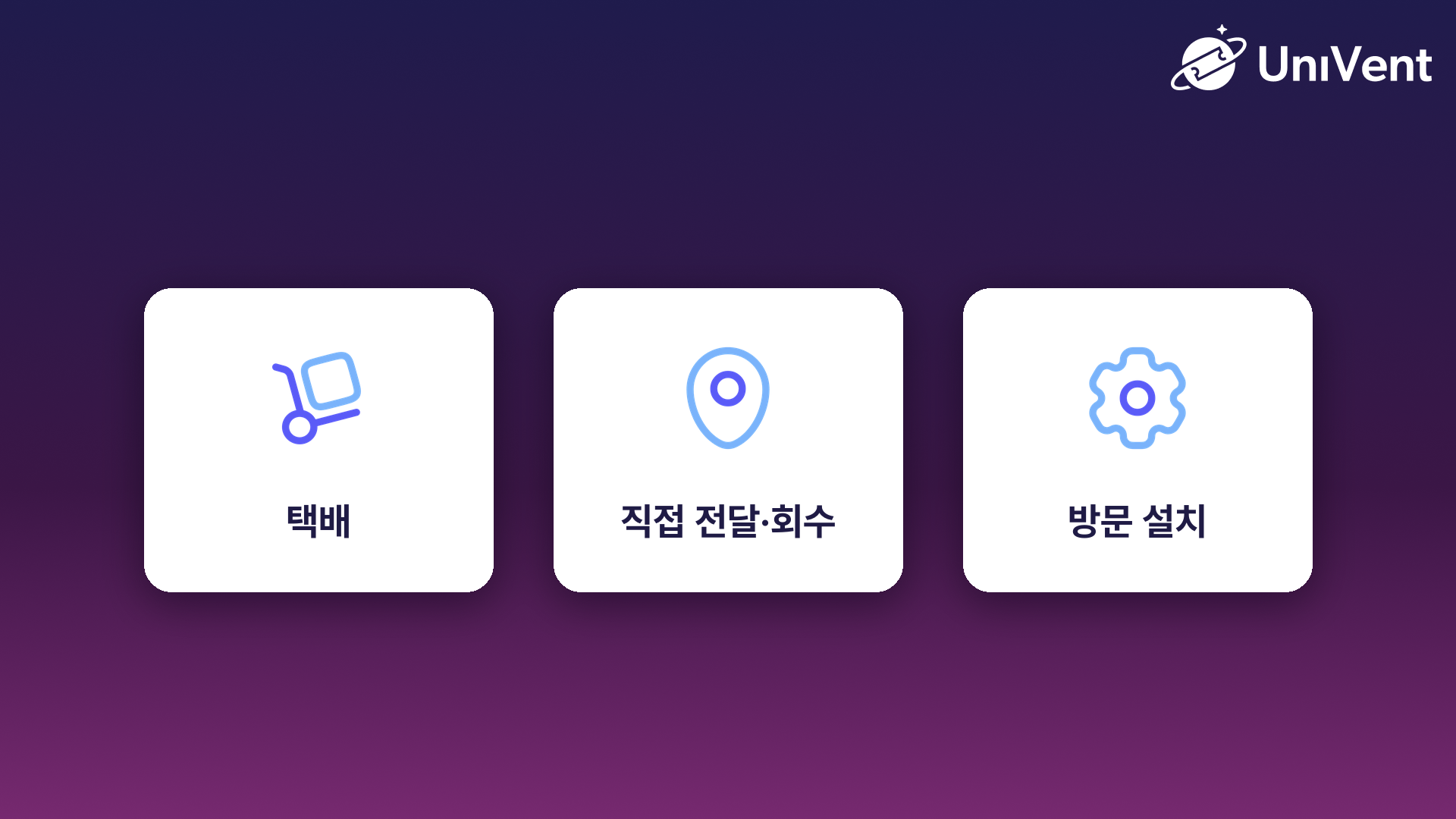 택배, 직접 전달·회수, 방문 설치